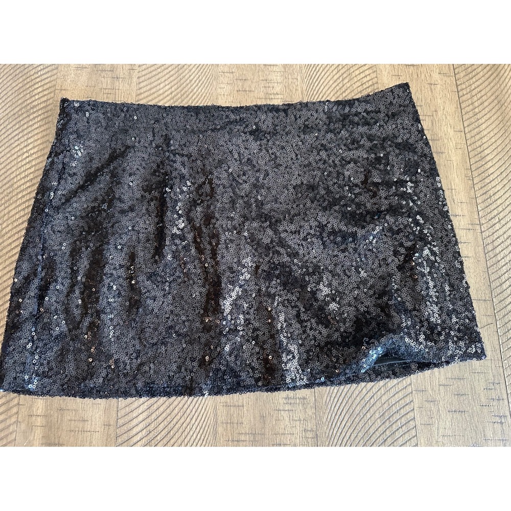 Shasa Black Sequin Mini‎ Skirt - Size Large (L/G) - Sparkly Party Wear